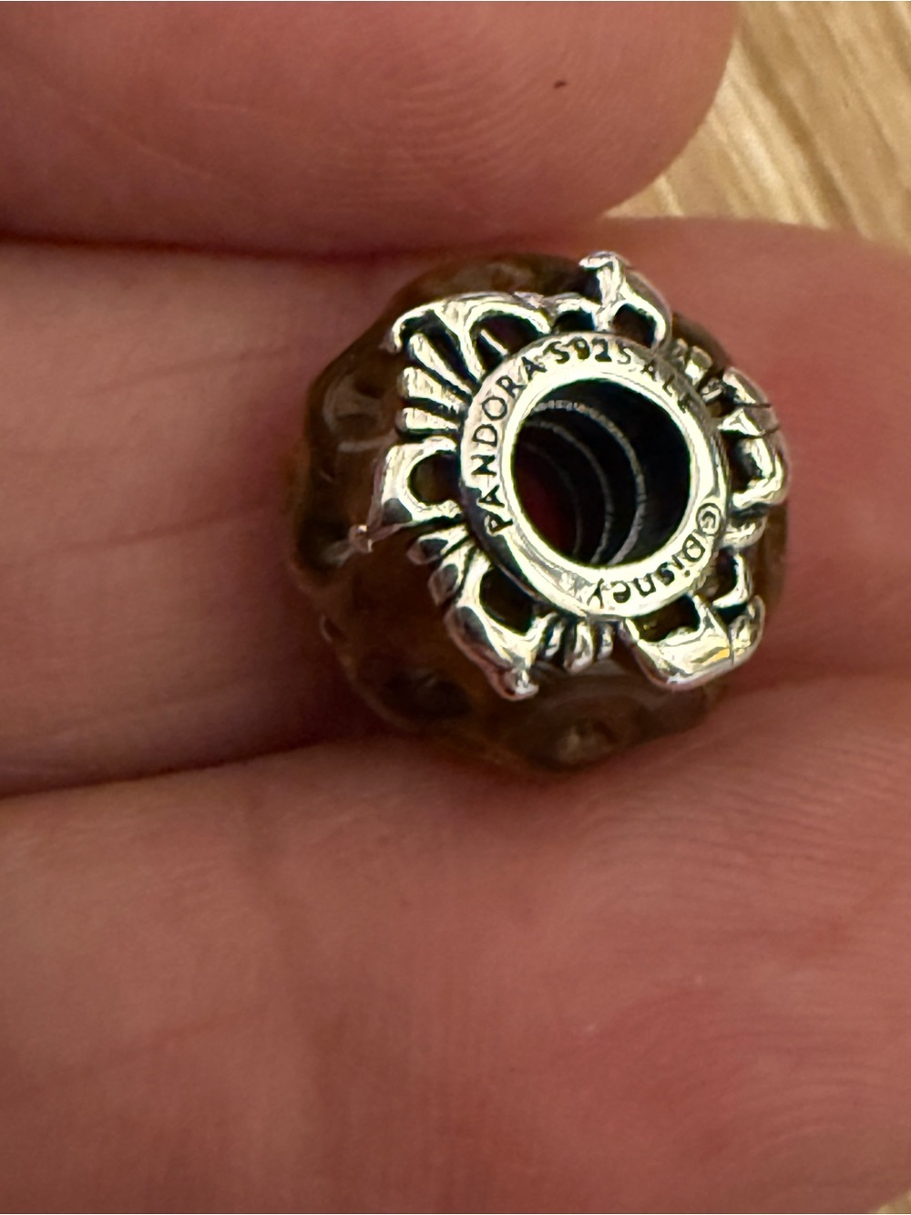 Pandora Brown Faceted Glass Floral Core Charm